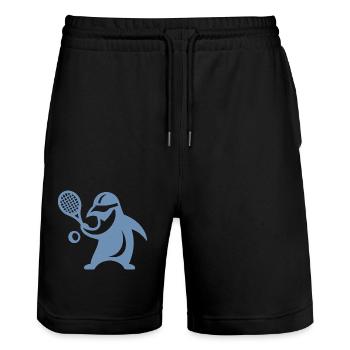 Silhouette minimaliste de pingouin tennis - Short de jogging bio TRAINER Stanley/Stella unisexe - noir - Devant - Nik (191cm) & Marisol (170cm)