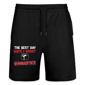 Gymnastik Training Fitness Gym - Stanley/Stella Unisex Bio Joggingshorts Trainer  - Schwarz - Vorne - Nik (191cm) & Marisol (170cm)