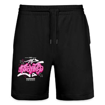 Graffiti urbain streetwear - Short de jogging bio TRAINER Stanley/Stella unisexe - noir - Devant - Nik (191cm) & Marisol (170cm)