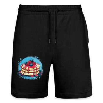 Crêpes aux baies - Short de jogging bio TRAINER Stanley/Stella unisexe - noir - Devant - Nik (191cm) & Marisol (170cm)