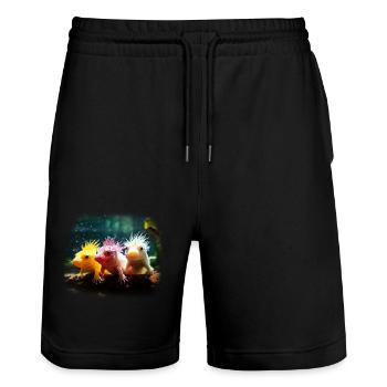 axolotl - Short de jogging bio TRAINER Stanley/Stella unisexe - noir - Devant - Nik (191cm) & Marisol (170cm)