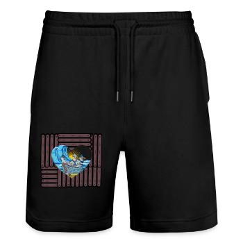 Möwen Möwe Meer Sonne Ozean Küste - Stanley/Stella Unisex Bio Joggingshorts Trainer  - Schwarz - Vorne - Nik (191cm) & Marisol (170cm)