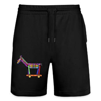 Pferd Pferde Pony Kind Kinder Weihnachtsgeschenk - Stanley/Stella Unisex Bio Joggingshorts Trainer  - Schwarz - Vorne - Nik (191cm) & Marisol (170cm)