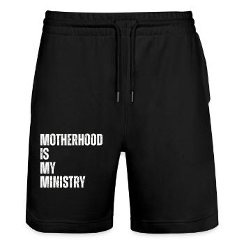 Mom Life Mama Mutterschaft Ist Mein Ministerium - Stanley/Stella Unisex Bio Joggingshorts Trainer  - Schwarz - Vorne - Nik (191cm) & Marisol (170cm)