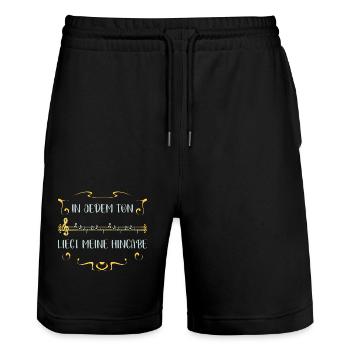 Piano Pianist In Every Note Devotion Piano - Stanley/Stella Trainer Unisex Organic Jogging Shorts - black - Front - Nik (191cm) & Marisol (170cm)