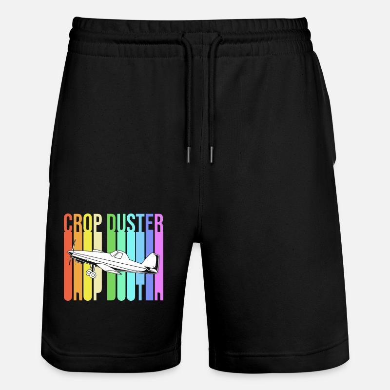Crop Duster Airplane Pilot Gift - Stanley/Stella Trainer Unisex Organic Jogging Shorts - black