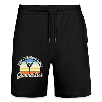 Gymnastik Training Fitness Gym - Stanley/Stella Unisex Bio Joggingshorts Trainer  - Schwarz - Vorne - Nik (191cm) & Marisol (170cm)