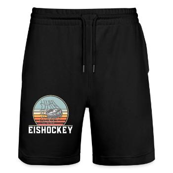 Eishockey Ice Hockey - Stanley/Stella Unisex Bio Joggingshorts Trainer  - Schwarz - Vorne - Nik (191cm) & Marisol (170cm)