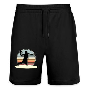 Basketball Basketballer - Stanley/Stella Unisex Bio Joggingshorts Trainer  - Schwarz - Vorne - Nik (191cm) & Marisol (170cm)