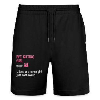 Pet Sitting Girl Pet Sitter Dog and Cat Sitters Do - Stanley/Stella Trainer Unisex Organic Jogging Shorts - black - Front - Nik (191cm) & Marisol (170cm)