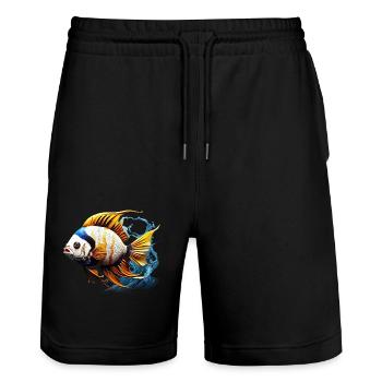 Skalar - Stanley/Stella Unisex Bio Joggingshorts Trainer  - Schwarz - Vorne - Nik (191cm) & Marisol (170cm)