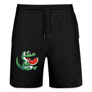 Crocodile Melon Pastèque Fruit Fruité - Short de jogging bio TRAINER Stanley/Stella unisexe - noir - Devant - Nik (191cm) & Marisol (170cm)