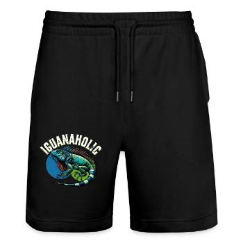 Leguan - Stanley/Stella Unisex Bio Joggingshorts Trainer  - Schwarz - Vorne - Nik (191cm) & Marisol (170cm)