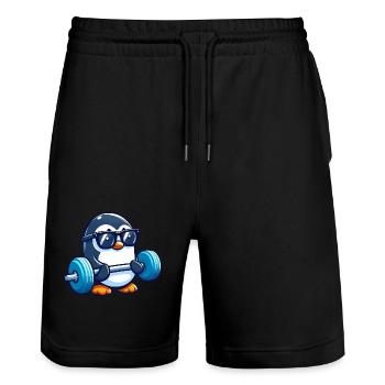 Süßer Pinguin Langhantel Fitness Cartoon - Stanley/Stella Unisex Bio Joggingshorts Trainer  - Schwarz - Vorne - Nik (191cm) & Marisol (170cm)