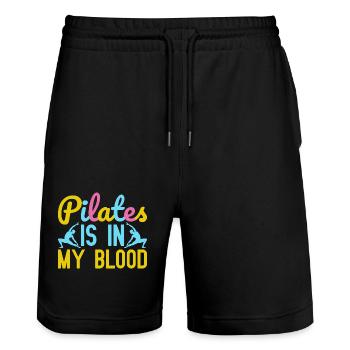 Yoga Pilates Is In My Blood Funny Yoga - Stanley/Stella Trainer Unisex Organic Jogging Shorts - black - Front - Nik (191cm) & Marisol (170cm)