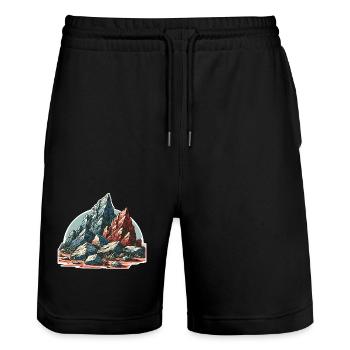 Rocher des montagnes - Short de jogging bio TRAINER Stanley/Stella unisexe - noir - Devant - Nik (191cm) & Marisol (170cm)