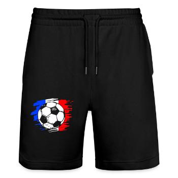 Frankreich - Stanley/Stella Unisex Bio Joggingshorts Trainer  - Schwarz - Vorne - Nik (191cm) & Marisol (170cm)