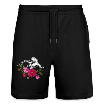 Bearded Dragon With Flowers - Stanley/Stella Trainer Unisex Organic Jogging Shorts - black - Front - Nik (191cm) & Marisol (170cm)