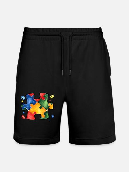 Autismus-Puzzle - Stanley/Stella Unisex Bio Joggingshorts Trainer  - Schwarz