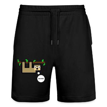 Sloth is Speechless - Stanley/Stella Trainer Unisex Organic Jogging Shorts - black - Front - Nik (191cm) & Marisol (170cm)