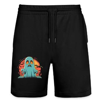 Halloween Ghost - Le cadeau effrayant parfait - Short de jogging bio TRAINER Stanley/Stella unisexe - noir - Devant - Nik (191cm) & Marisol (170cm)