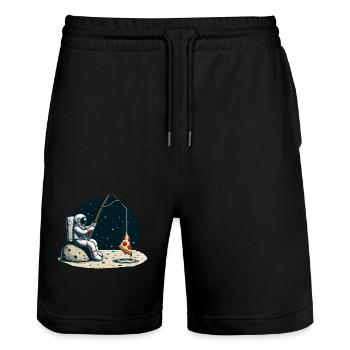Astronaute Pizza Pêche Lune Espace - Short de jogging bio TRAINER Stanley/Stella unisexe - noir - Devant - Nik (191cm) & Marisol (170cm)
