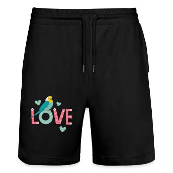 Pour les propriétaires de perruches : l’amour à l’état pur - Short de jogging bio TRAINER Stanley/Stella unisexe - noir - Devant - Nik (191cm) & Marisol (170cm)