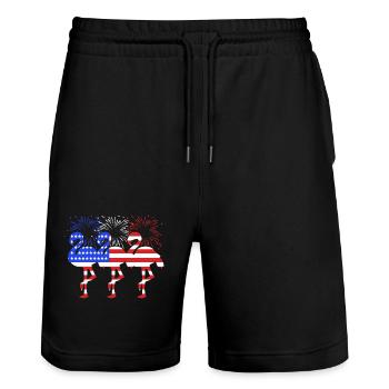 4 juillet Couleurs nationales Fête nationale des États-Unis - Short de jogging bio TRAINER Stanley/Stella unisexe - noir - Devant - Nik (191cm) & Marisol (170cm)