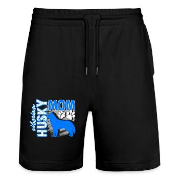 Siberian Husky Mom - Stanley/Stella Trainer Unisex Organic Jogging Shorts - black - Front - Nik (191cm) & Marisol (170cm)