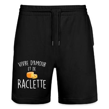 Leben von Liebe und Raclette - Stanley/Stella Unisex Bio Joggingshorts Trainer  - Schwarz - Vorne - Nik (191cm) & Marisol (170cm)
