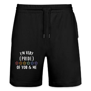 I'm Very Pride Of You & Me - Short de jogging bio TRAINER Stanley/Stella unisexe - noir - Devant - Nik (191cm) & Marisol (170cm)