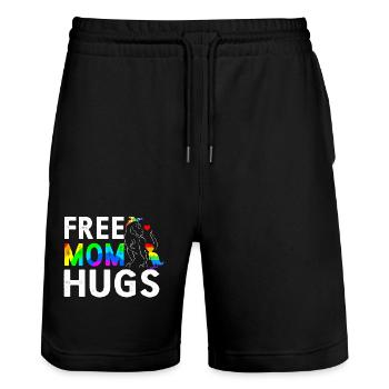Free Mom Hugs - Stanley/Stella Unisex Bio Joggingshorts Trainer  - Schwarz - Vorne - Nik (191cm) & Marisol (170cm)