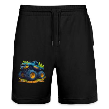 Monster truck - Short de jogging bio TRAINER Stanley/Stella unisexe - noir - Devant - Nik (191cm) & Marisol (170cm)