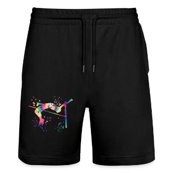 Saut en hauteur Aquarelle Saut en hauteur - Short de jogging bio TRAINER Stanley/Stella unisexe - noir - Devant - Nik (191cm) & Marisol (170cm)
