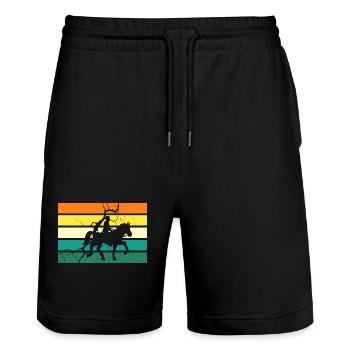 Cheval - Short de jogging bio TRAINER Stanley/Stella unisexe - noir - Devant - Nik (191cm) & Marisol (170cm)