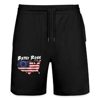 4. Juli Betsy Ross - Stanley/Stella Unisex Bio Joggingshorts Trainer  - Schwarz - Vorne - Nik (191cm) & Marisol (170cm)