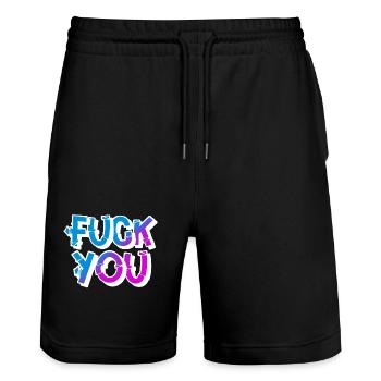 Fuck you - Stanley/Stella Trainer Unisex Organic Jogging Shorts - black - Front - Nik (191cm) & Marisol (170cm)