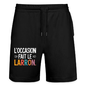 L'occasion fait le larron - Short de jogging bio TRAINER Stanley/Stella unisexe - noir - Devant - Nik (191cm) & Marisol (170cm)