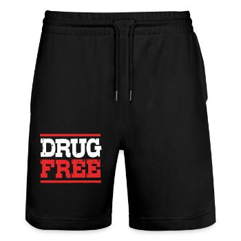Drogenfrei Sucht Süchtig - Stanley/Stella Unisex Bio Joggingshorts Trainer  - Schwarz - Vorne - Nik (191cm) & Marisol (170cm)