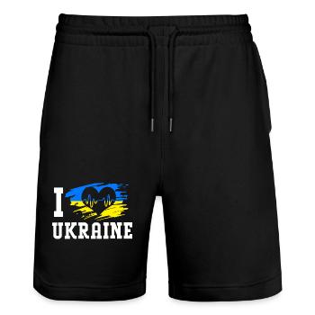 Ukraine - Stanley/Stella Trainer Unisex Organic Jogging Shorts - black - Front - Nik (191cm) & Marisol (170cm)