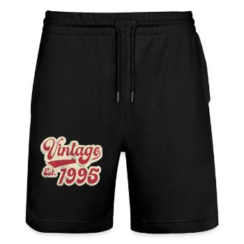 Jahrgang Est 1995 - Stanley/Stella Unisex Bio Joggingshorts Trainer  - Schwarz - Vorne - Nik (191cm) & Marisol (170cm)