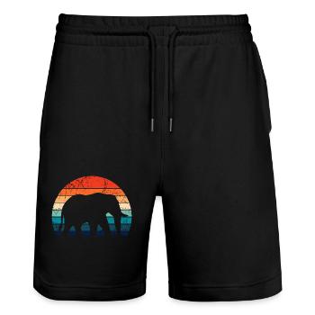 Elephant - big game, tusk, ivory sunset - Stanley/Stella Trainer Unisex Organic Jogging Shorts - black - Front - Nik (191cm) & Marisol (170cm)