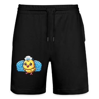 Seefahrer Seemann Küken maritim Matrose - Stanley/Stella Unisex Bio Joggingshorts Trainer  - Schwarz - Vorne - Nik (191cm) & Marisol (170cm)