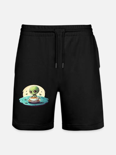 Green Alien Coffee Coffee Drinker - Stanley/Stella Trainer Unisex Organic Jogging Shorts - black