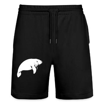 Manatee - Seekuh - Sirene - Stanley/Stella Unisex Bio Joggingshorts Trainer  - Schwarz - Vorne - Nik (191cm) & Marisol (170cm)