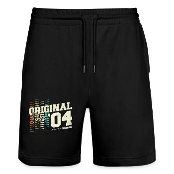 2004 Vintage Born Vintage Retro Birthday - Stanley/Stella Trainer Unisex Organic Jogging Shorts - black - Front - Nik (191cm) & Marisol (170cm)