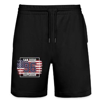 San Diego - Stanley/Stella Unisex Bio Joggingshorts Trainer  - Schwarz - Vorne - Nik (191cm) & Marisol (170cm)