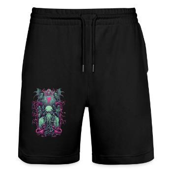 Goule gothique démon Halloween monstre Design - Short de jogging bio TRAINER Stanley/Stella unisexe - noir - Devant - Nik (191cm) & Marisol (170cm)