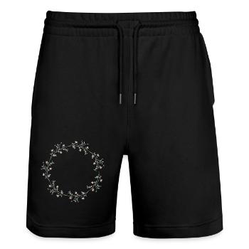 Blumen - Stanley/Stella Unisex Bio Joggingshorts Trainer  - Schwarz - Vorne - Nik (191cm) & Marisol (170cm)