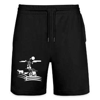 Farmer Farm Farm Farmer Icon Graphic Icon - Stanley/Stella Trainer Unisex Organic Jogging Shorts - black - Front - Nik (191cm) & Marisol (170cm)